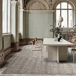 Uldtæppe - Larkana (brun/hvid)