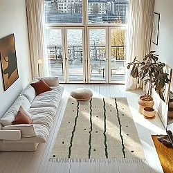 Ryatæpper - Leora Natural Cotton Shaggy (beige/grøn)