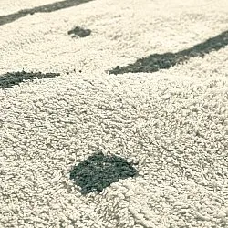 Rundt tæppe - Leora Natural Cotton Shaggy (beige/grøn)