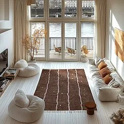 Ryatæpper - Leora Natural Cotton Shaggy (brun/lilla)