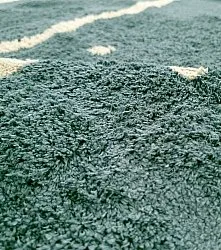 Rundt tæppe - Leora Natural Cotton Shaggy (grøn)