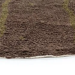 Rundt tæppe - Leora Natural Cotton Shaggy (brun/oliven)