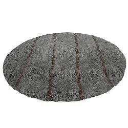 Rundt tæppe - Leora Natural Cotton Shaggy (sort/brun)