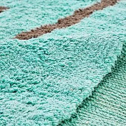 Rundt tæppe - Leora Natural Cotton Shaggy (turkis/brun)