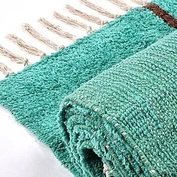 Ryatæpper - Leora Natural Cotton Shaggy (turkis/brun)