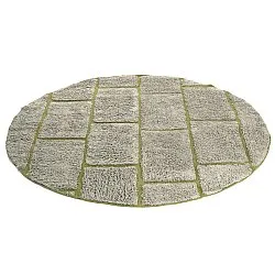 Runde tæpper - Lindley Natural Cotton Shaggy (greige/grøn)