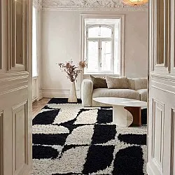 Ryatæpper - Marvao Natural Cotton Shaggy (offwhite/sort)