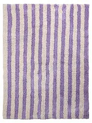Ryatæpper - Thira Stripe Cotton Shaggy (fløde/lys lilla)
