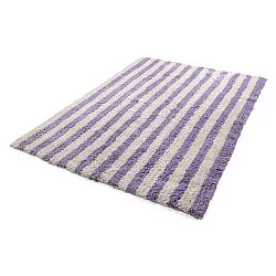Ryatæpper - Thira Stripe Cotton Shaggy (fløde/lys lilla)