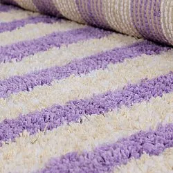 Ryatæpper - Thira Stripe Cotton Shaggy (fløde/lys lilla)