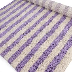 Ryatæpper - Thira Stripe Cotton Shaggy (fløde/lys lilla)
