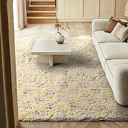 Ryatæpper - Methoni Check Cotton Shaggy (creme/lysegul)