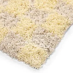 Ryatæpper - Methoni Check Cotton Shaggy (creme/lysegul)