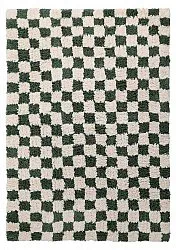 Ryatæpper - Methoni Check Cotton Shaggy (creme/grøn)