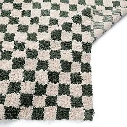 Ryatæpper - Methoni Check Cotton Shaggy (creme/grøn)