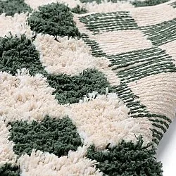 Ryatæpper - Methoni Check Cotton Shaggy (creme/grøn)