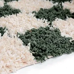 Ryatæpper - Methoni Check Cotton Shaggy (creme/grøn)