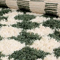 Rundt tæppe - Methoni Check Cotton Shaggy (creme/grøn)