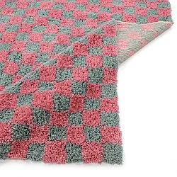 Ryatæpper - Methoni Check Cotton Shaggy (lyseblå/lyserosa)