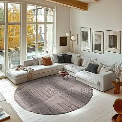 Rundt tæppe - Rani Natural Cotton Shaggy (taupe)