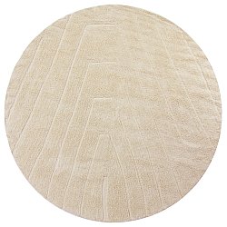 Rundt tæppe - Sivia Natural Cotton Shaggy (beige)
