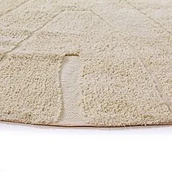 Rundt tæppe - Sivia Natural Cotton Shaggy (beige)