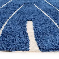 Rundt tæppe - Sivia Natural Cotton Shaggy (blå)