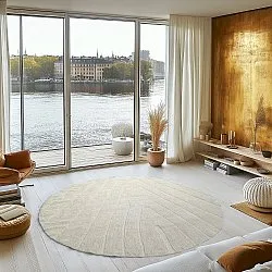 Rundt tæppe - Sivia Natural Cotton Shaggy (off-white)