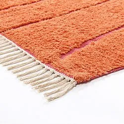 Ryatæpper - Sivia Natural Cotton Shaggy (rød/orange)