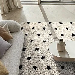 Ryatæpper - Soria Natural Cotton Shaggy (offwhite/sort)