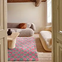 Ryatæpper - Methoni Check Cotton Shaggy (lyseblå/lyserosa)