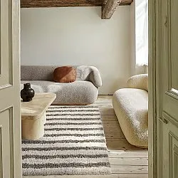 Ryatæpper - Thira Stripe Cotton Shaggy (creme/taupe)