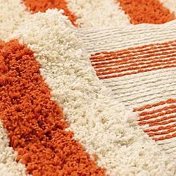 Ryatæpper - Thira Stripe Cotton Shaggy (lysegul/lys orange)