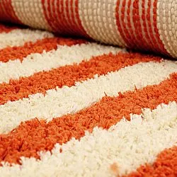 Ryatæpper - Thira Stripe Cotton Shaggy (lysegul/lys orange)