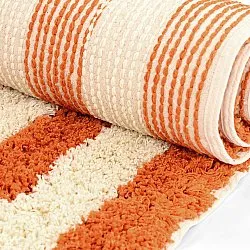 Ryatæpper - Thira Stripe Cotton Shaggy (lysegul/lys orange)