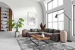 Wilton-tæppe - Santi (mørkgrå/hvid)