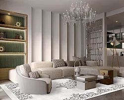 Wilton-tæppe - Santi (hvid/sort)