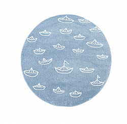 Børnetæppe - Bueno Sailing Boats Rund (blå)