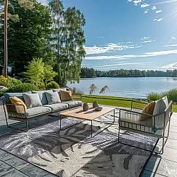 Tæpper til indendørs/udendørs brug - Maui (sort/multi)