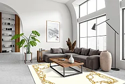 Wilton-tæppe - Silea (hvid/guld)