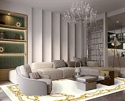 Wilton-tæppe - Silea (hvid/guld)