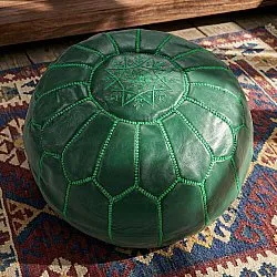 Puf - Marokkansk læder-puf (mørkegrøn)