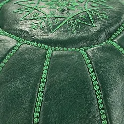 Puf - Marokkansk læder-puf (mørkegrøn)