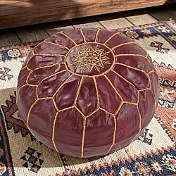 Puf - Marokkansk læder-puf (bordeaux)