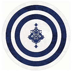Rundt tæppe - Soros (blå/hvid)
