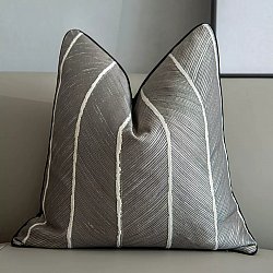 Pudebetræk - Striped Design 45 x 45 cm (grå/hvid)