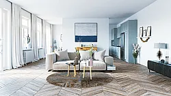 Rundt tæppe - Tizzano (blå/multi)