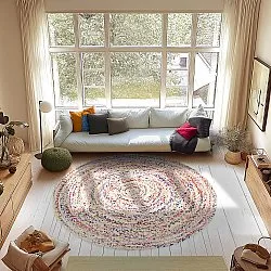 Runde tæpper - San Francisco (hvid/multi)