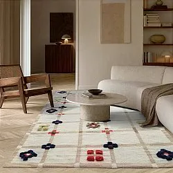 Uldtæppe - Lausanne Flatweave Tufted Premium (hvid/beige)