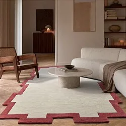 Uldtæppe - Agra Hand Tufted Wool Premium (creme/rød)